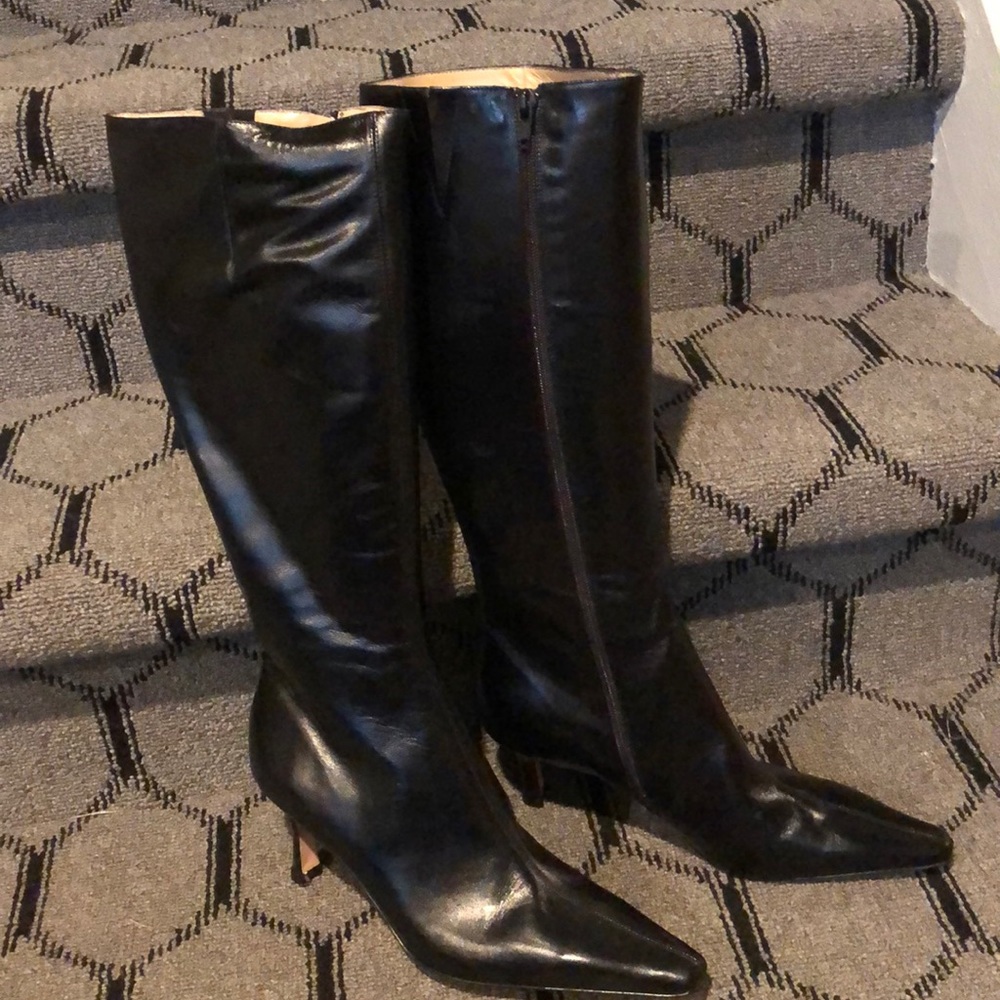 Saks Fifth Avenue tall black leather boots